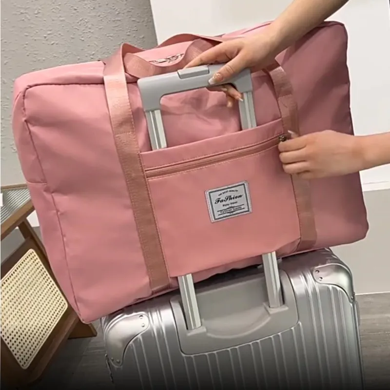sac de voyage de grande capacité, sac à bandoulière en tissu nylon, sac de rangement mobile portable, sac à bagages pliant, sac d'avion