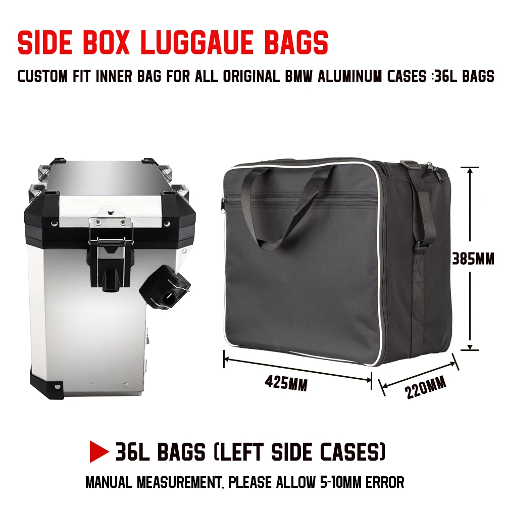 sacs intérieurs noirs pour bagages de moto, valises d'aventure bmw runder gs adv, sac hurbikes, r1250, r1250 gs