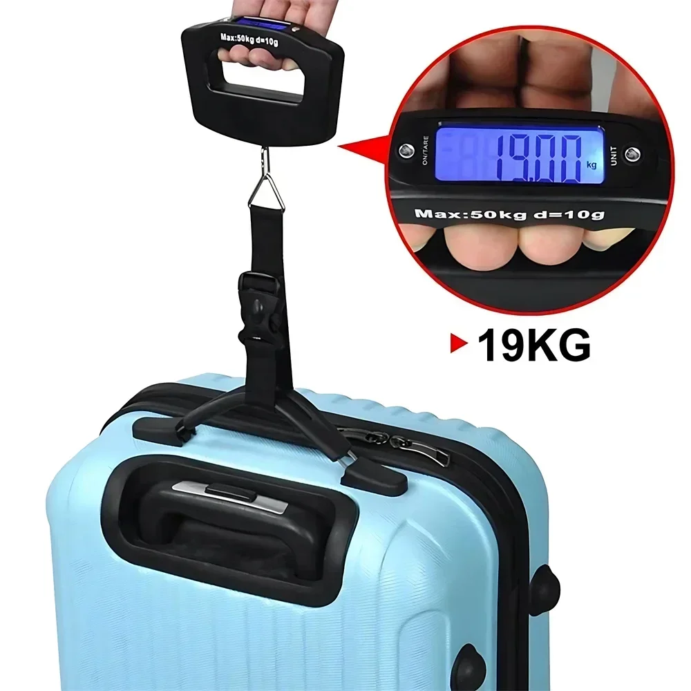 balance à bagages numérique 50kg, valise portable, balances électroniques portables, rétro éclairage, affichage numérique, accessoires de voyage