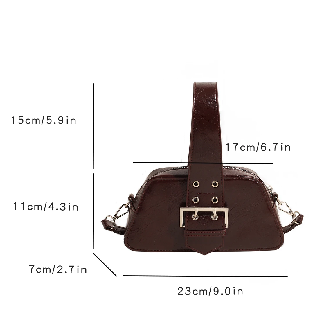 petit sac à main rétro en cuir pour femme, sac à bandoulière, sac à main à fermeture éclair, noir, café, rivet, initié, poignet, mode