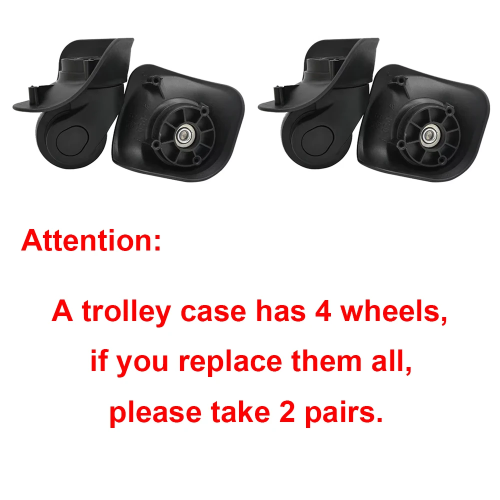 1 paire de roues de valise roulettes pivotantes roue de bagages silencieuse remplacement de roue de bagages de haute qualité pour accessoire de chariot de valise