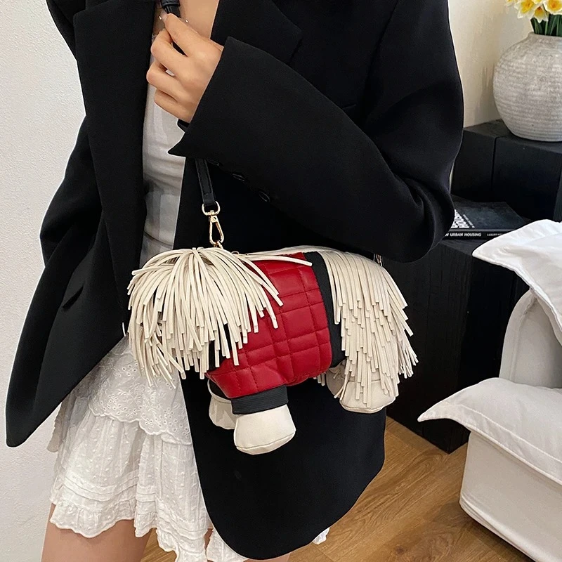Élégant gland femmes sac à bandoulière nouveau mignon 3d chien pu sac à bandoulière pour dames à la mode couleur correspondant conception unique sac à main