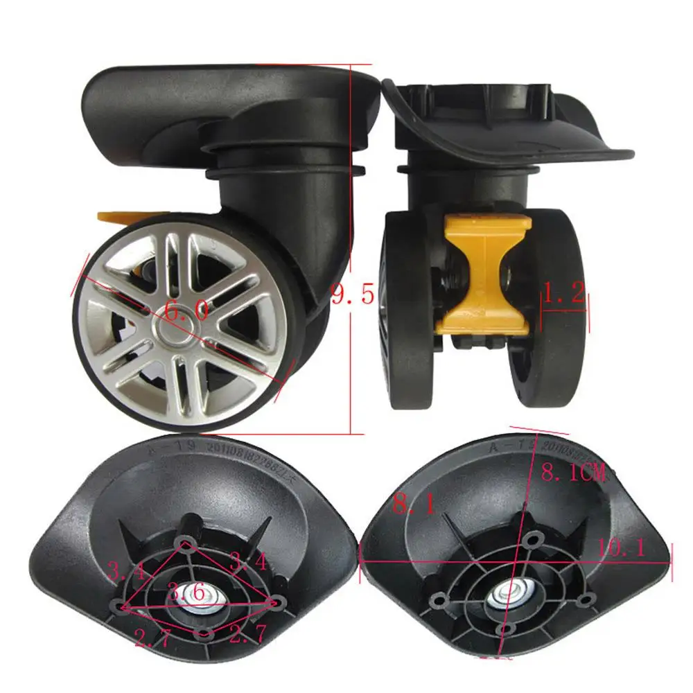 1 paire de roues de valise à 360 degrés, roues muettes, roues pivotantes universelles, outils de roue de chariot personnalisés, accessoires de sac silencieux