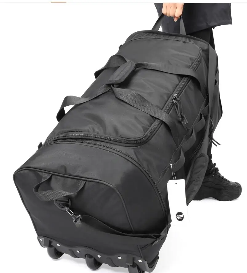 sac polochon roulant pour bagages à main de grande capacité, sac à roulettes de 90l, sacs de déménagement à domicile avec roulettes, sac à bagages pour chariot de voyage