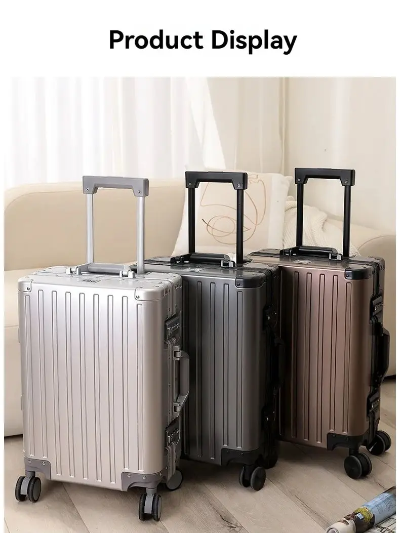 bagage durable de grande capacité pour hommes et femmes, aluminium, bagage à main, embarquement, voyage, neuf, 20, 24, 26, 28