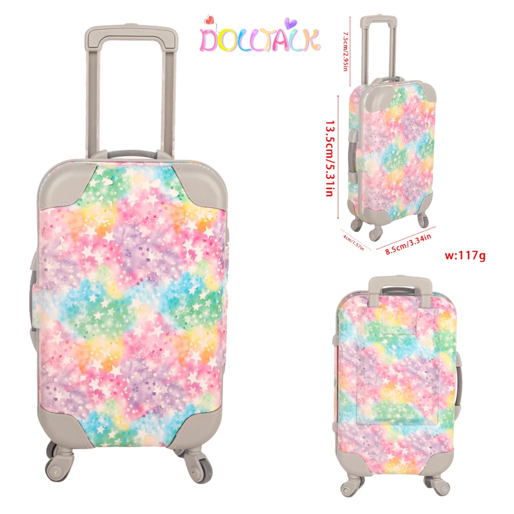valise à revêtement coloré pour bébé, coffre en plastique couleur arc-en-ciel pour bébé de 43cm, nouveau-né et 18 pouces, poupée américaine/og pour fille, jouets pour enfants
