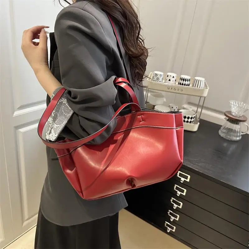ensemble fourre tout décontracté contemporain ; grand sac à main vibrant de couleur unie ; sac à bandoulière multifonctionnel pour les navetteurs des femmes ; cadeau idéal