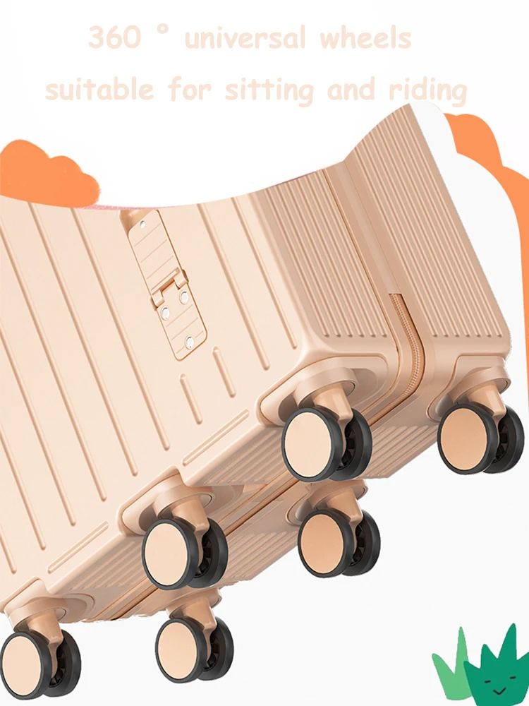 2024 nouvelle conception enfants bagages assis et équitation mini 20 pouces valise d'embarquement de voyage six roues avec pédale pliante