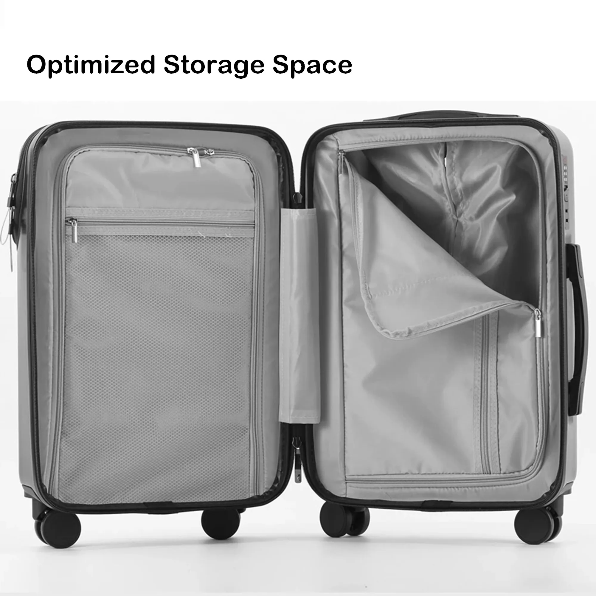 valise de voyage élégante valise à main d'affaires avec port de chargement usb et porte gobelet bagage à main embarquement boîtier de chariot