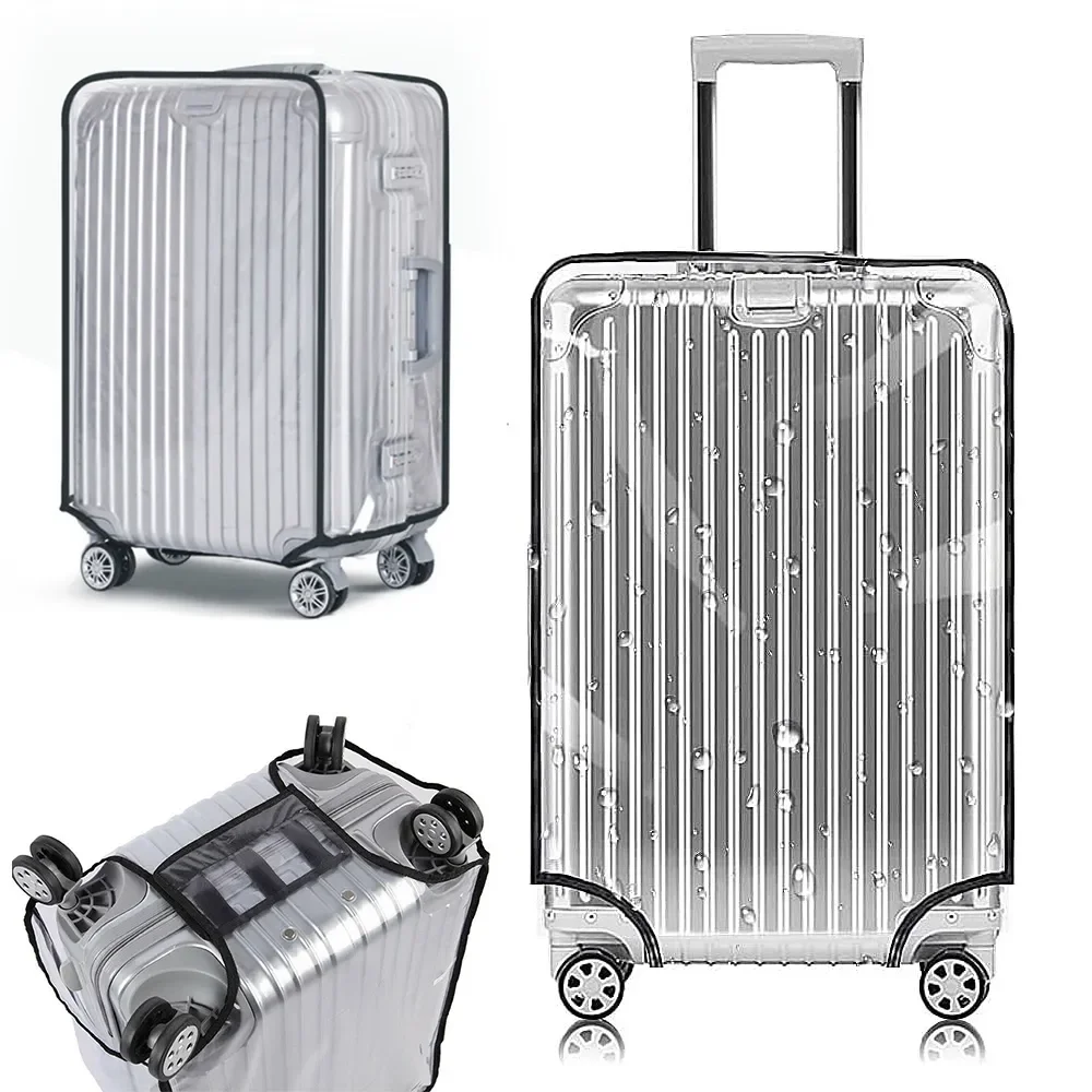 Housse de protection pour bagages entièrement transparente, valise étanche en PVC, combinaison pour valise à roulettes de 18 à 30 pouces, housse anti-poussière