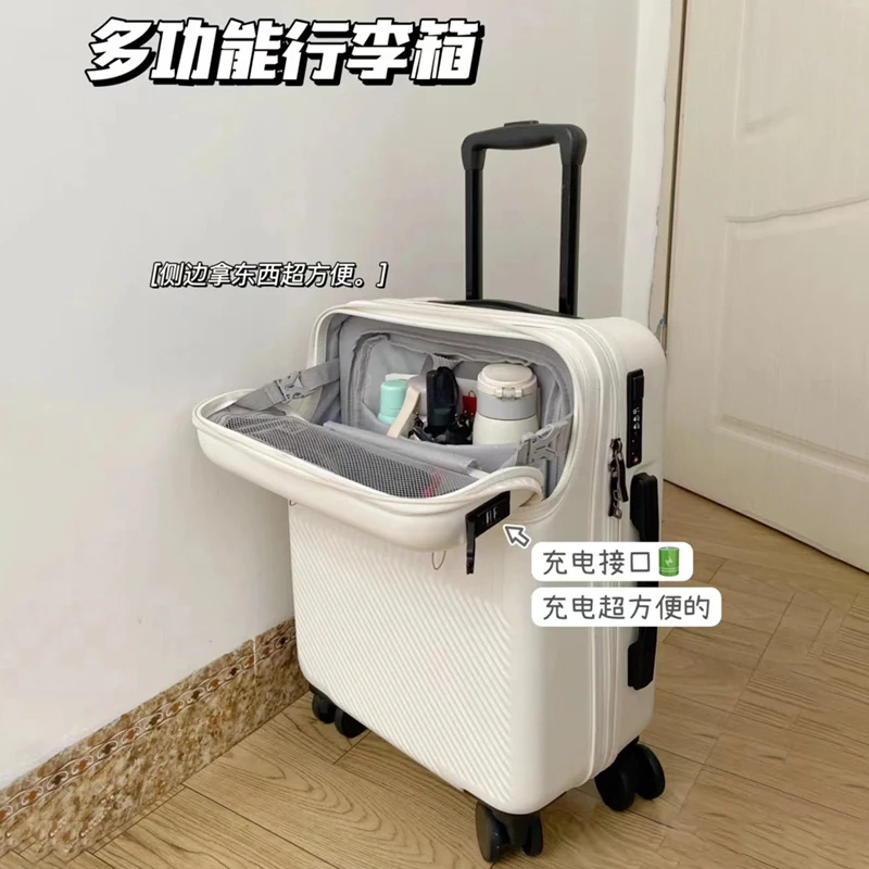 valise d'embarquement à ouverture frontale pour hommes et femmes, chariot léger, bagages de voyage, bagages de développement usb, 20 pouces, 24/26 pouces, nouvelle mode
