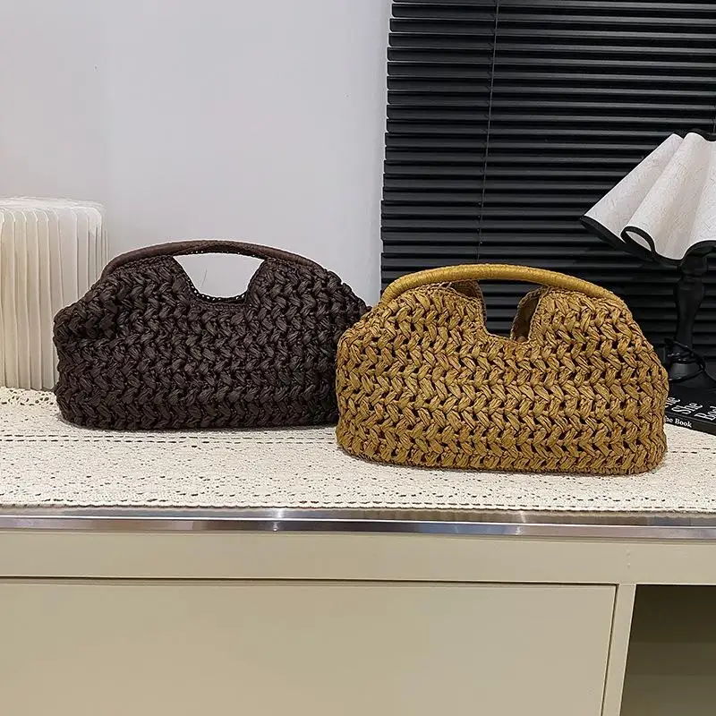 sac à main tissé élégant pour femmes, sac sous les bras en paille de plage, sacs à bandoulière polyvalents et exquis, sacs de soirée pour cadeaux pour femmes
