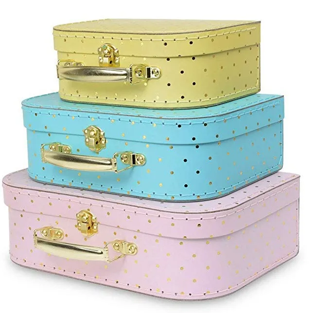 valise en carton faite à la main pour enfants, boîte filetée, organisateur de rangement portable, emballage de mode haut de gamme personnalisable