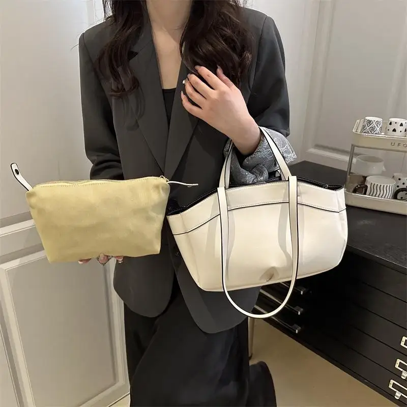 ensemble fourre tout décontracté contemporain ; grand sac à main vibrant de couleur unie ; sac à bandoulière multifonctionnel pour les navetteurs des femmes ; cadeau idéal
