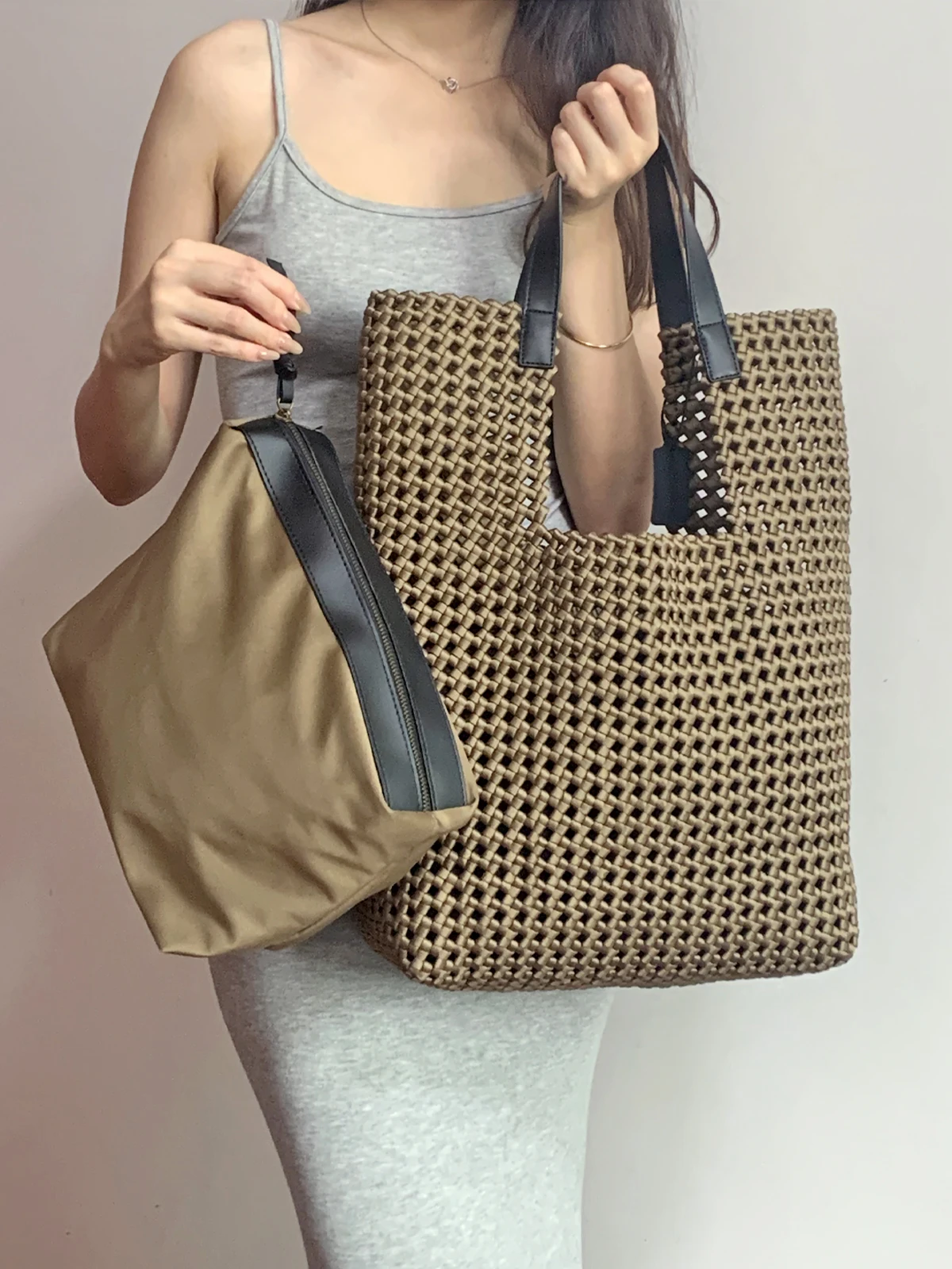 sac à main tissé en néoprène pour femme, grand sac fourre-tout, sacs seau, cadeau d'immersion, designer de luxe, f. c.