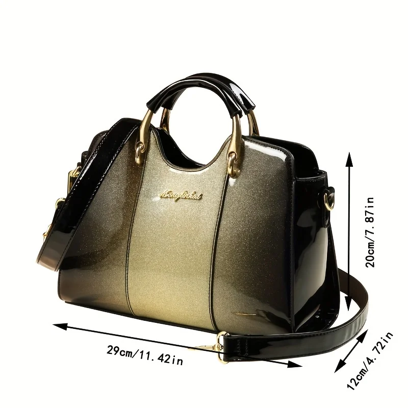 mn mom sac à bandoulière en cuir verni nickel é pour femme d'âge moyen, sacs à main à bandoulière