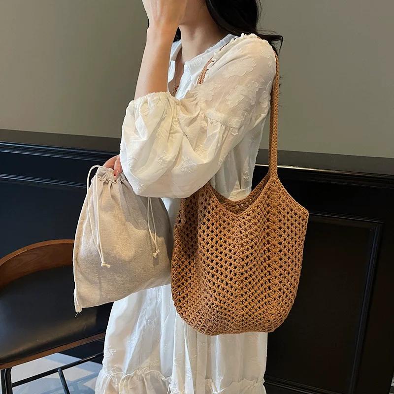 chic simple dame grande capacité sacs à bandoulière shopping sac de plage pour les femmes décontracté paille tissé sac fourre tout femme sac à main sacs à main