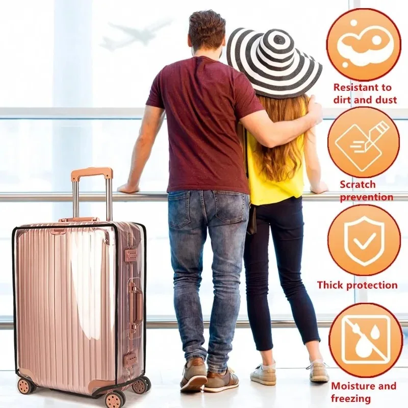 housse de valise pour bagages de 18 à 30 pouces, manchon de protection épais en pvc transparent approuvé par tsa, housse étanche pour bagages à roulettes