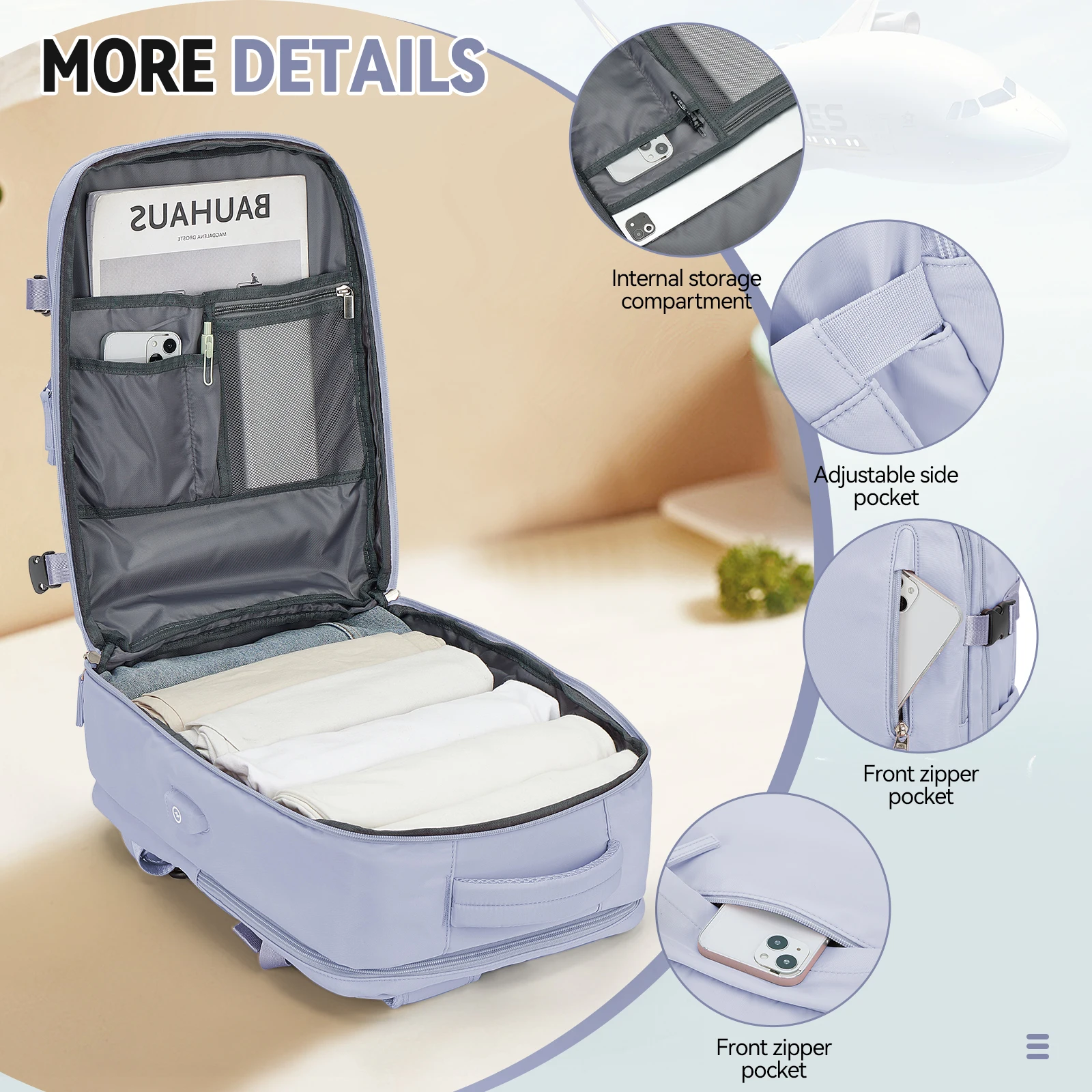 sac à dos pour bagages à main 40x30x20, sac à dos de cabine de voyage pour dames, sac à dos étanche, sac à dos pour ordinateur portable à main pour hommes, sac