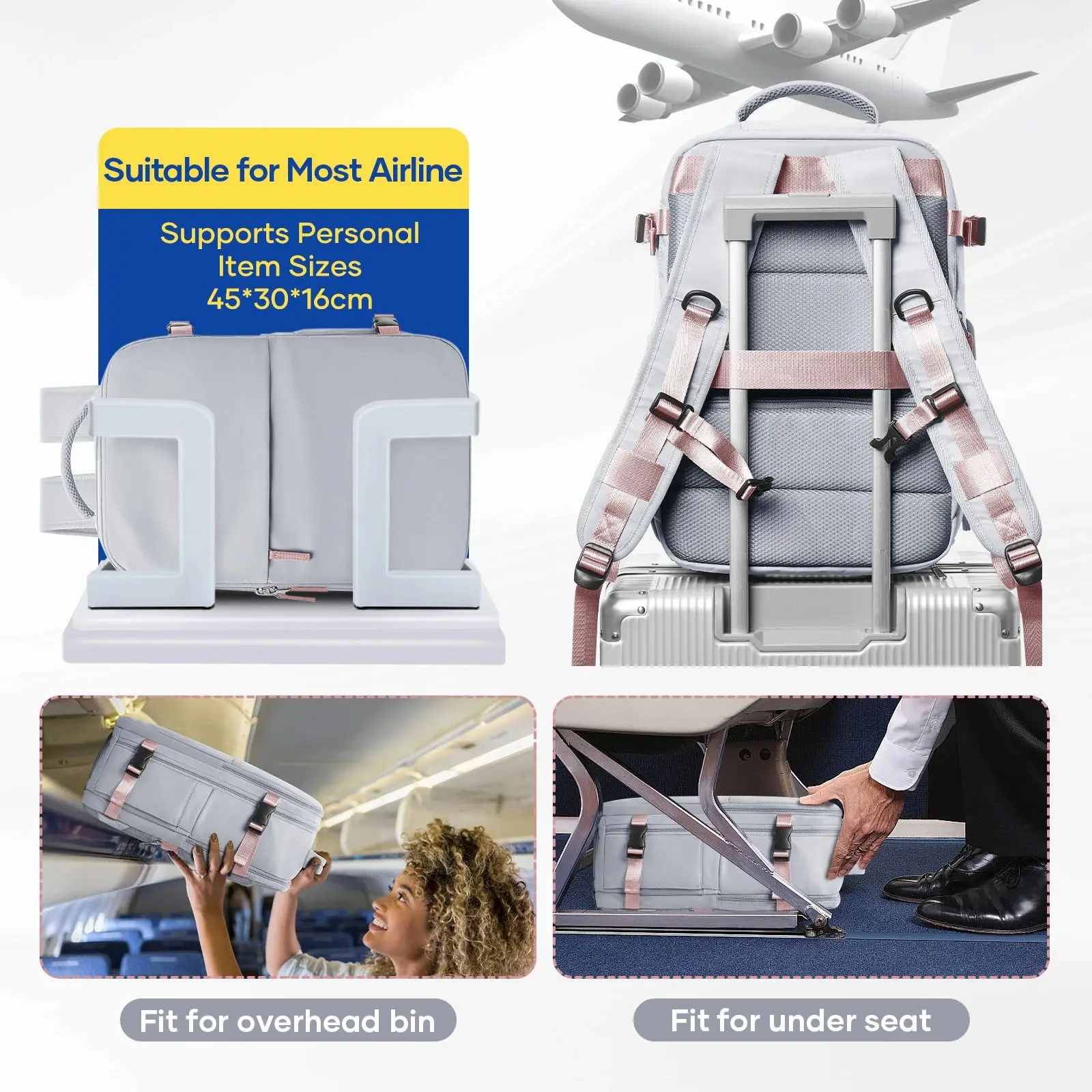 sac à dos de voyage sous vide avec pompe (cabine easyjet) sac à main d'avion pour ordinateur portable 15,6" étanche unisexe hommes femmes bagage de cabine