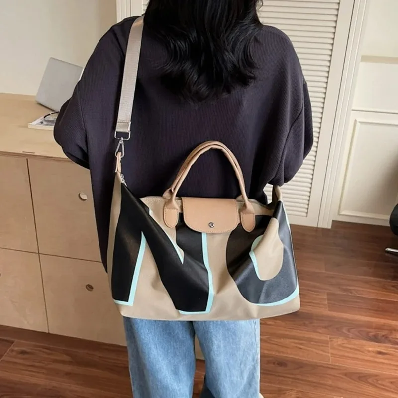 sac à main en toile pour femmes, large bandoulière, sens haut de gamme, niche double face lettre simple épaule aisselle fourre tout
