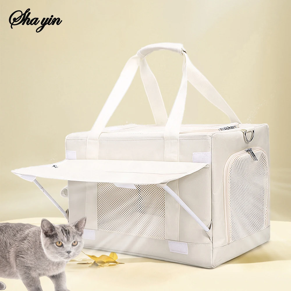 valise à roulettes double couche pour animaux de compagnie, 1 pièce, sac pour chat, valise push pull, grande capacité, deux sacs à main respirants pour chiens
