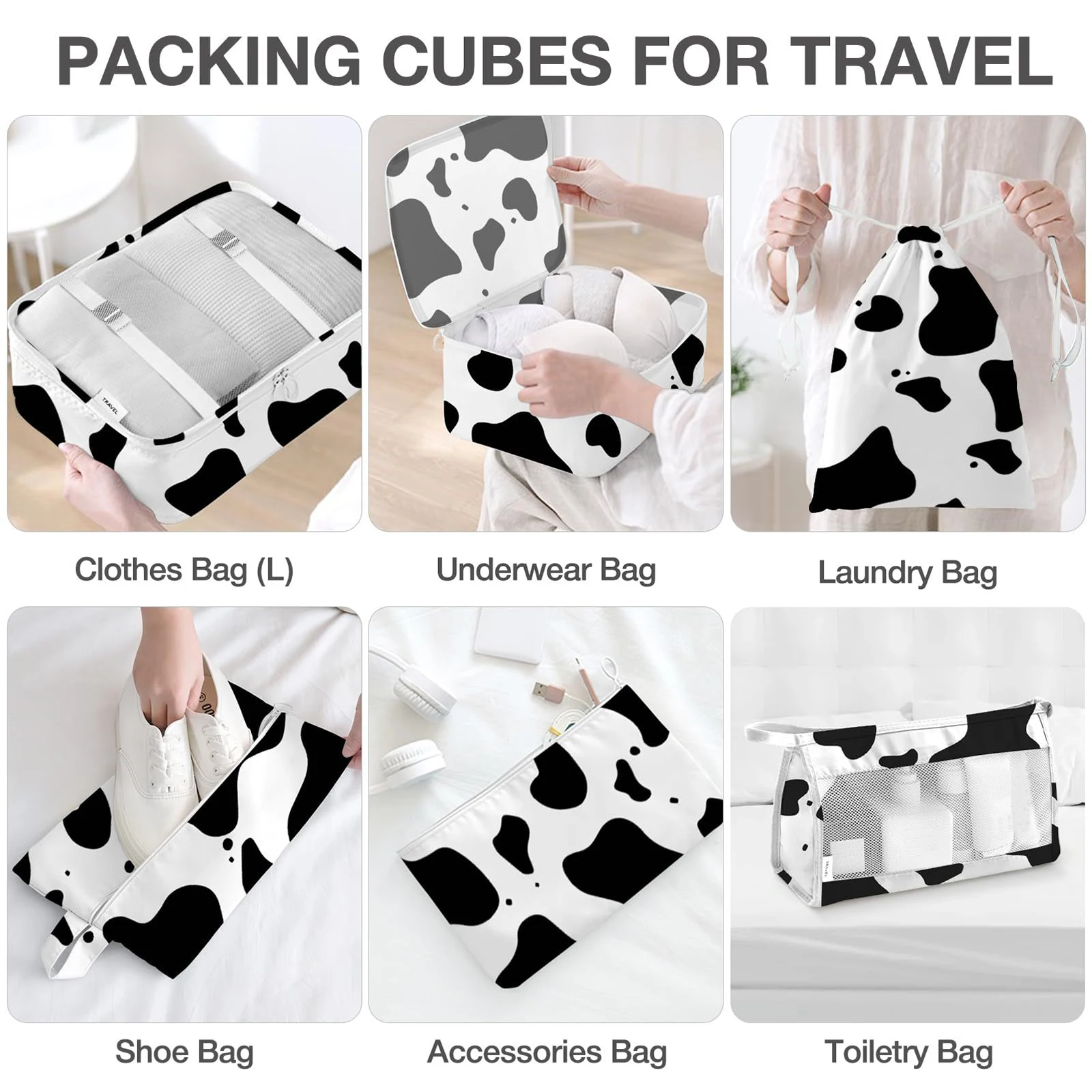 8 ensembles de cubes d'emballage pour valises, cube d'emballage avec chaussures, cosmétiques, vêtements et accessoires sacs cubes d'emballage
