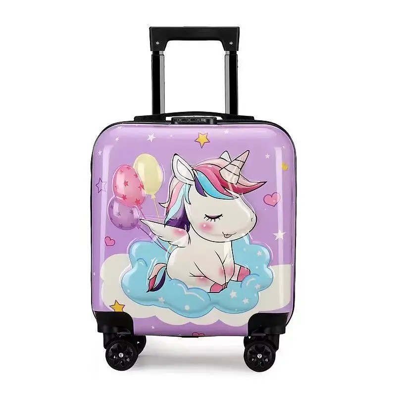 Bagage pour enfants 18 pouces coffre à main pour enfants avec motifs de dessins animés double face, valise de voyage animal mignon pour garçons filles