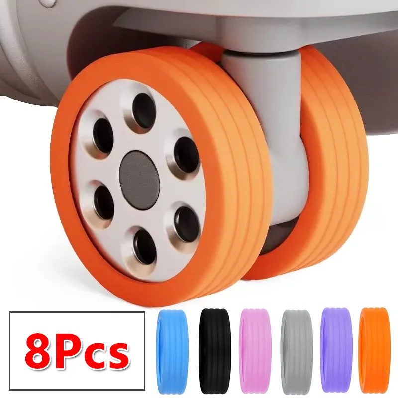 protecteur de roues en silicone pour bagages, étui de chariot silencieux, manchon de roulette, bagages de voyage, accessoires de valise, bruit sap, 8 pièces