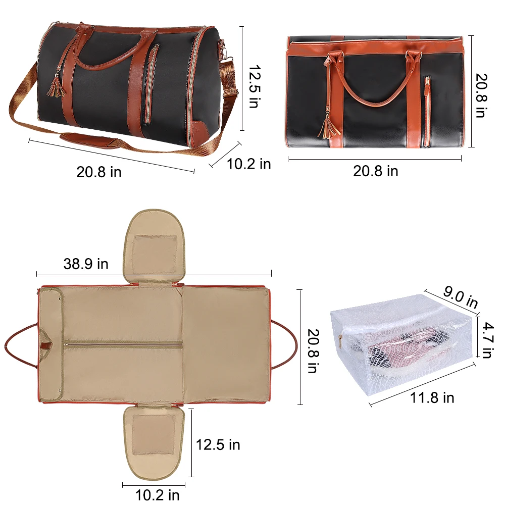 geestock sac de rangement pliable trempé en pu pour femme, grande valise de voyage Étanche, sac à main de dehors en plein air, du end, nouveau