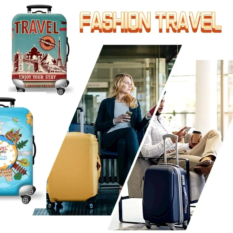 housse de protection épaisse et élastique pour bagages, carte du monde, combinaison à fermeture éclair pour sac de 18 à 32 pouces, housse de valise, housse de chariot, accessoires de voyage