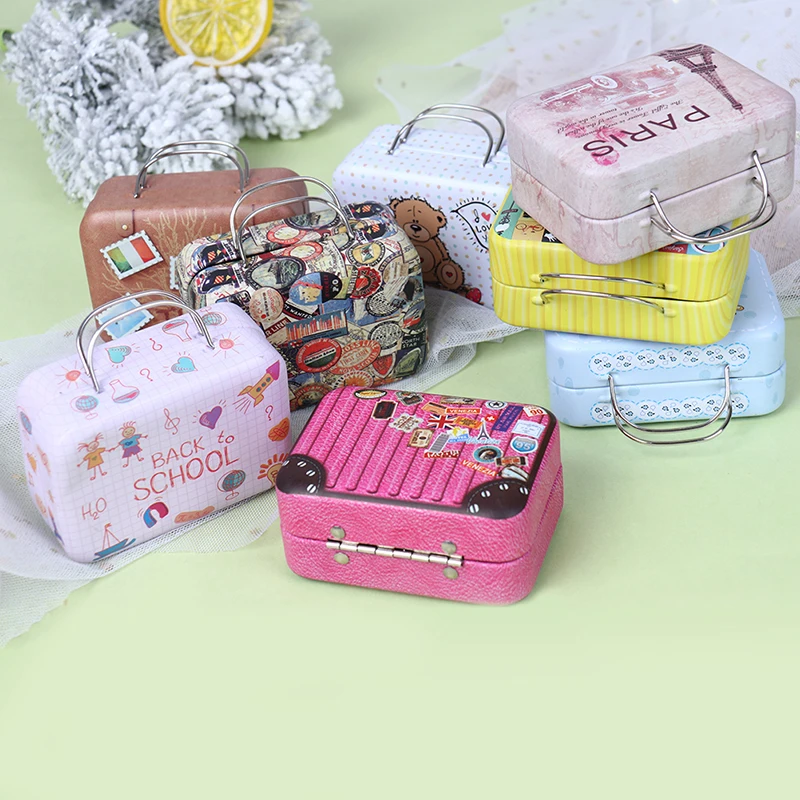 Mini valise en métal pour poupées, jouets miniatures, décoration de la maison, course de coffre, mode