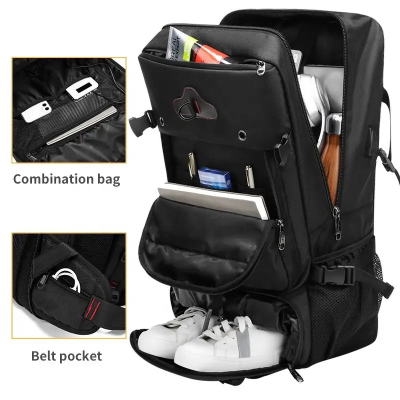 sac de voyage étanche grande capacité pour homme, valise pour ordinateur portable 17.3 ", sac à dos multifonction, sacs de camping en plein air, 70l