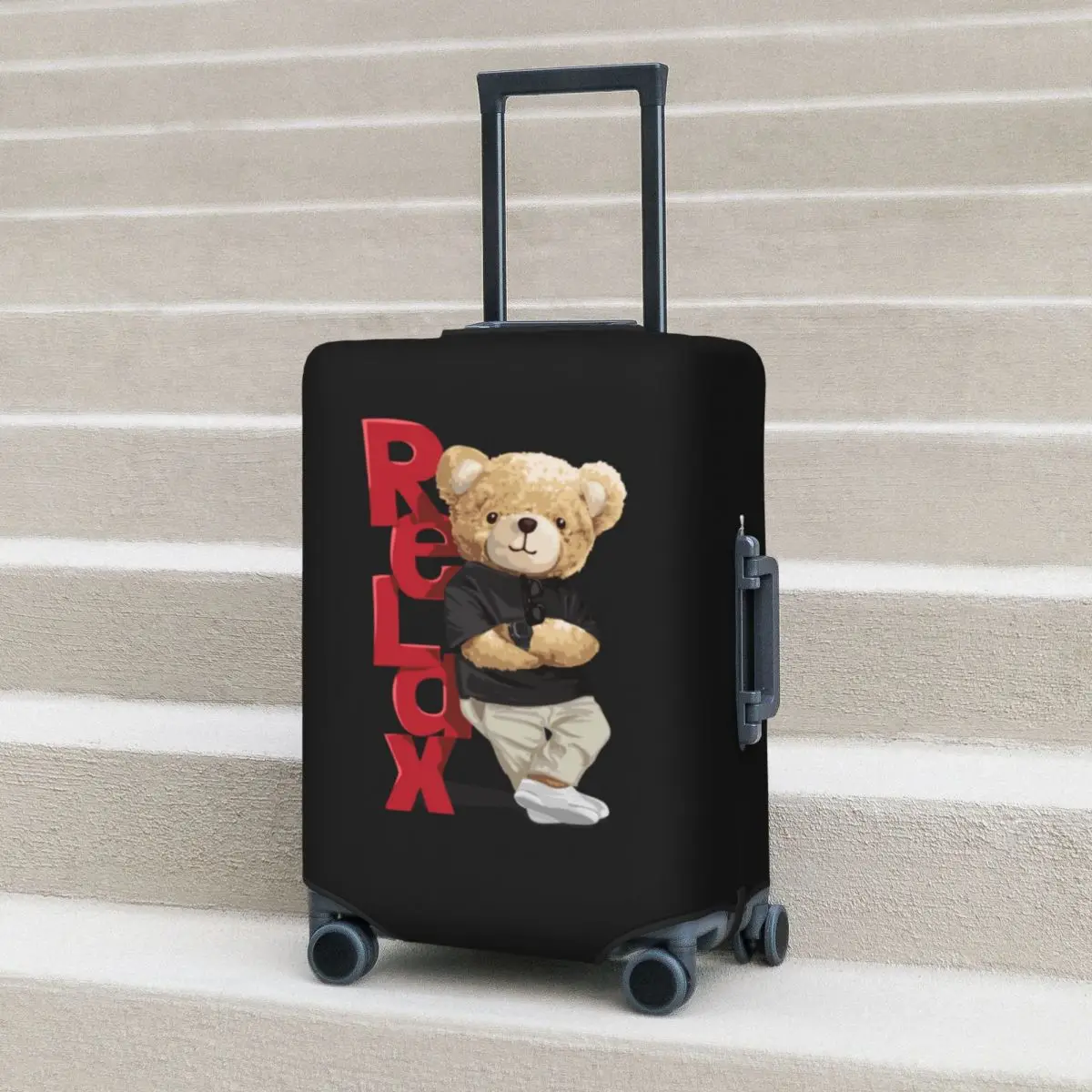 Couverture de valise à motif de beurre d'ours, animal de dessin animé mignon, voyage de croisière de vacances, bagages d'étirement, fournitures de protection, relax