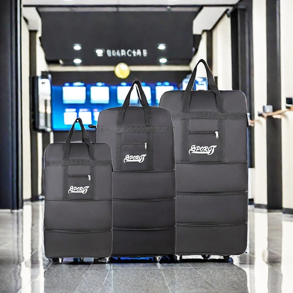 sac à bagages avec roulettes extensible pliant oxford chariot valise unisexe sac de transport week end voyage avion sac de rangement de bagages