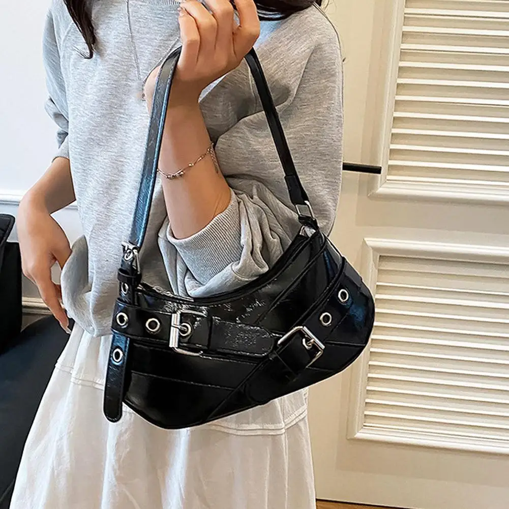 sac à main vintage sous les bras, sac à aisselles pour fille, sac à bandoulière simple pour moto, polyvalent, style punk, sac à main décontracté