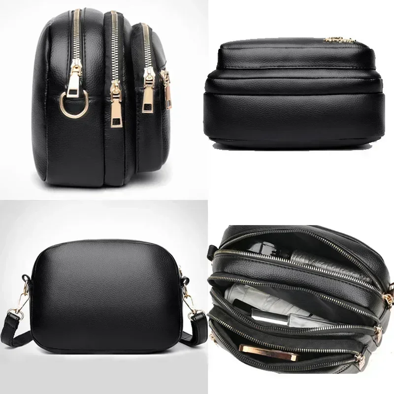 sac à main en cuir souple pour femme, multi poches, résistant à l'usure, haute qualité, sac messager initié, luxe, mode
