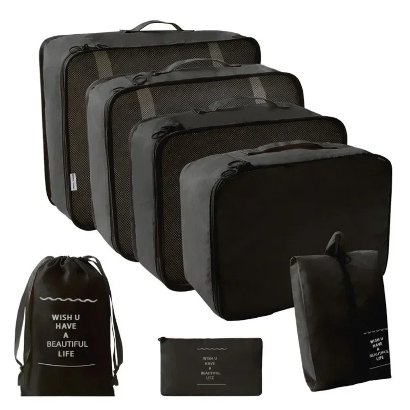 sac de voyage en poudre pour bagages, couverture, chaussures, organisateurs, valise, cubes d'emballage, ensemble de 7 pièces