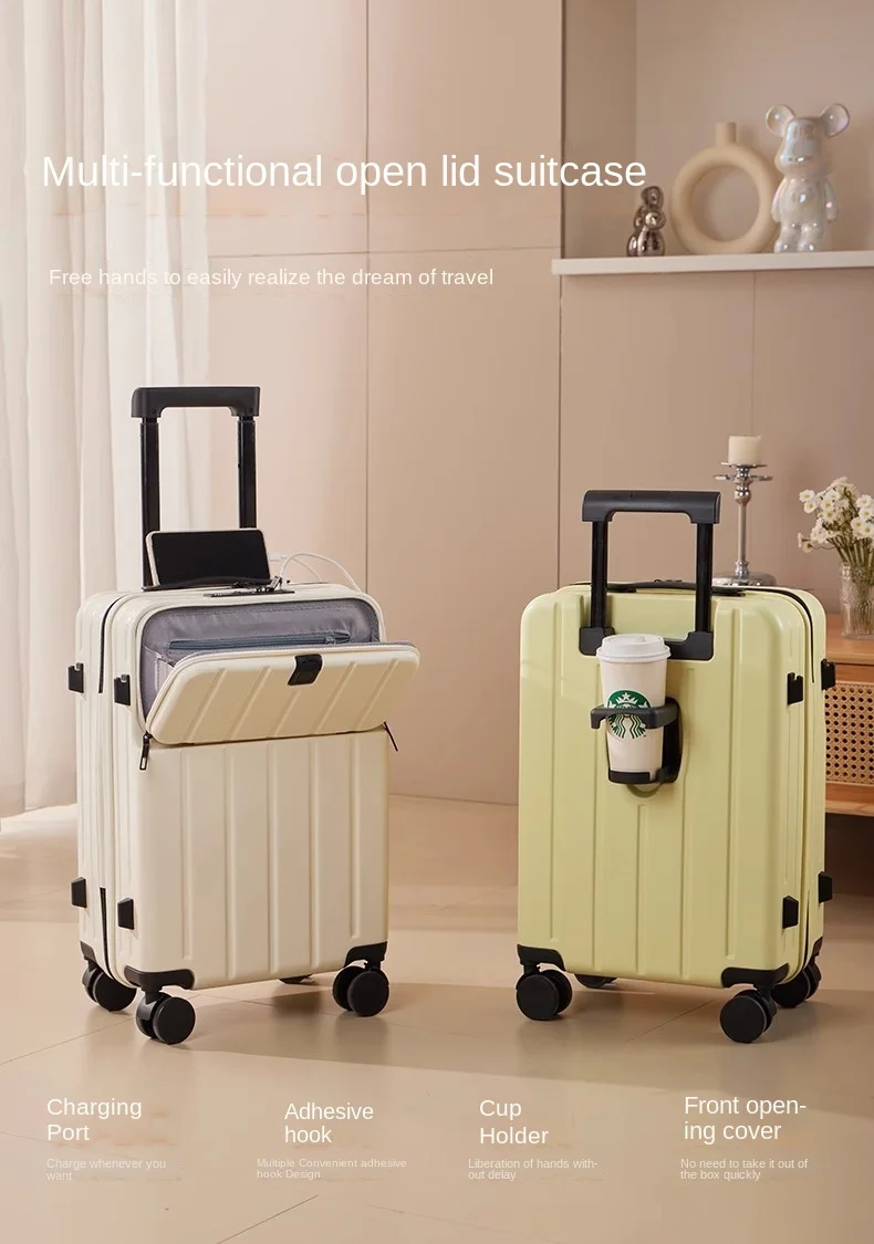 valise de cabine à roulettes muette légère, sac de voyage, verrouillage tsa, mot de passe, bagage de bain, 18/20 pouces, nouveau, 2025