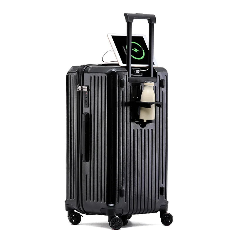 porte gobelet de grande capacité pour femmes et filles, valise à bagages, chargement usb, bagage à main d'embarquement, voyage, 20 ", 24", 2024 ", nouveau, 26/28