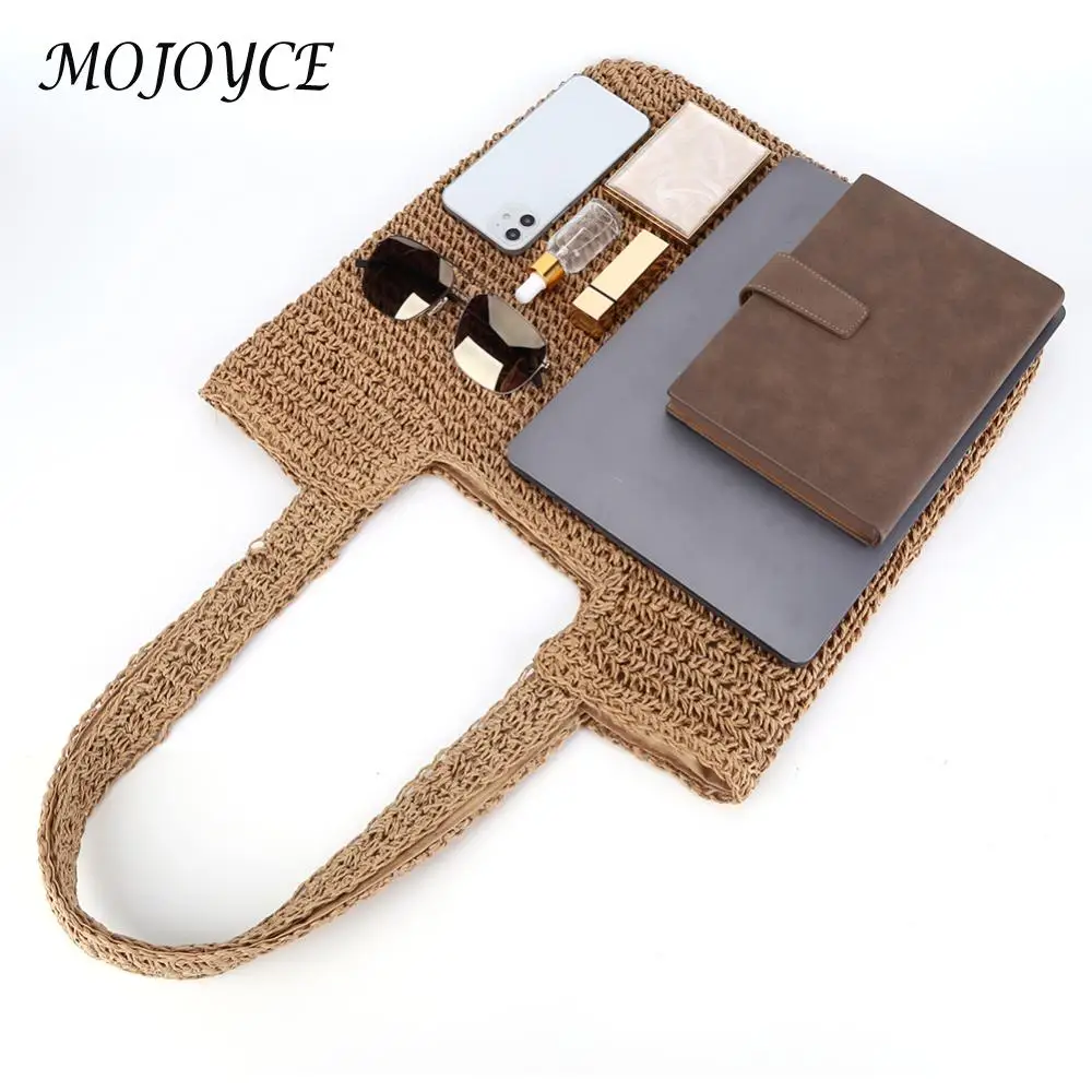 sac à main tissé à la main pour femme, grande capacité, ulen papier, fait main, mode simple, décontracté, fourre tout, été