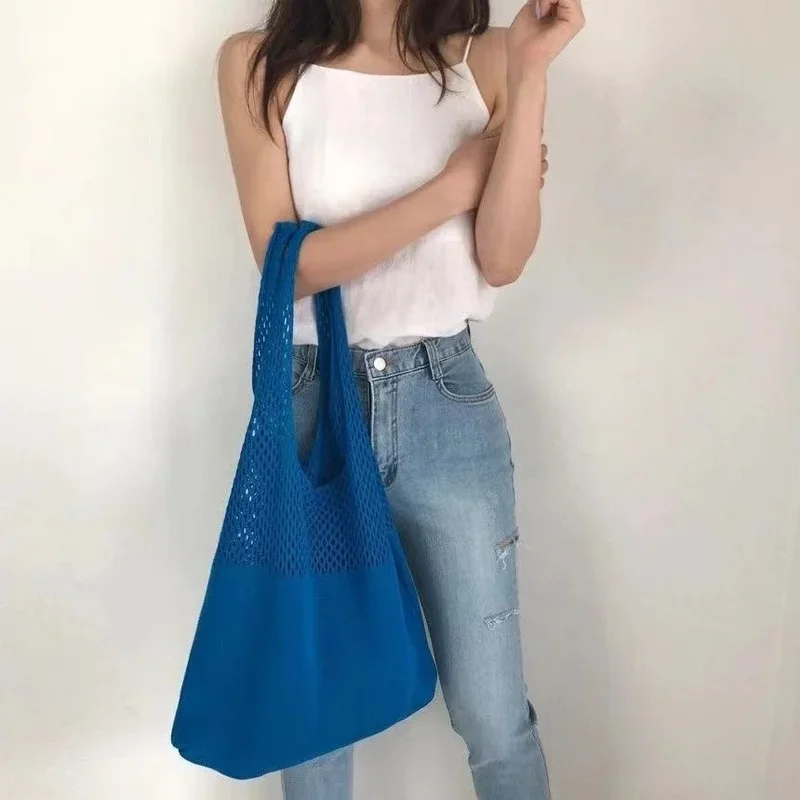 sacs à main tricotés de styliste pour femmes, fourre tout de grande capacité, sac de plage d'été, grands sacs à main décontractés, sacs à bandoulière tissés creux