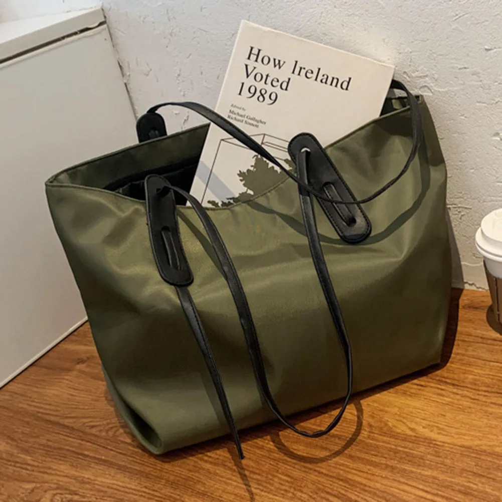 sac à main pour femmes en nylon grande capacité sac sous les bras avec fermeture éclair sacoche sac à main couleur unie pour le travail voyage shopping shopper sac