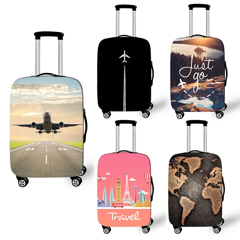 housse de valise de voyage pour avion go, carte d'avion, boîtier de chariot élastique de voyage, housse de protection anti-poussière pour bagages, cadeau