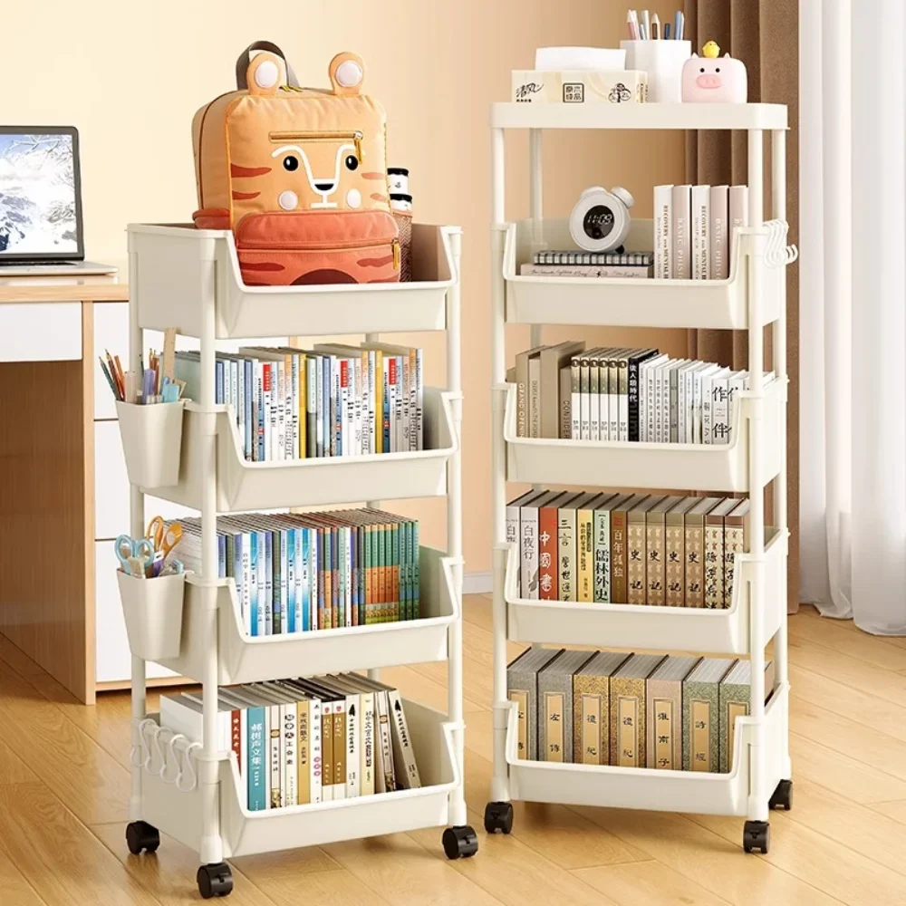 Bibliothèques pour enfants, meubles à roulettes, petites étagères amovibles avec chariot à roulettes, rangement de jouets à domicile, étagères de lecture