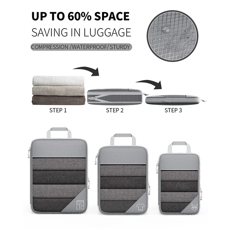 Ensemble de Cubes d'emballage légers, organisateurs de bagages portables, idéaux pour l'organisation des valises, B84B