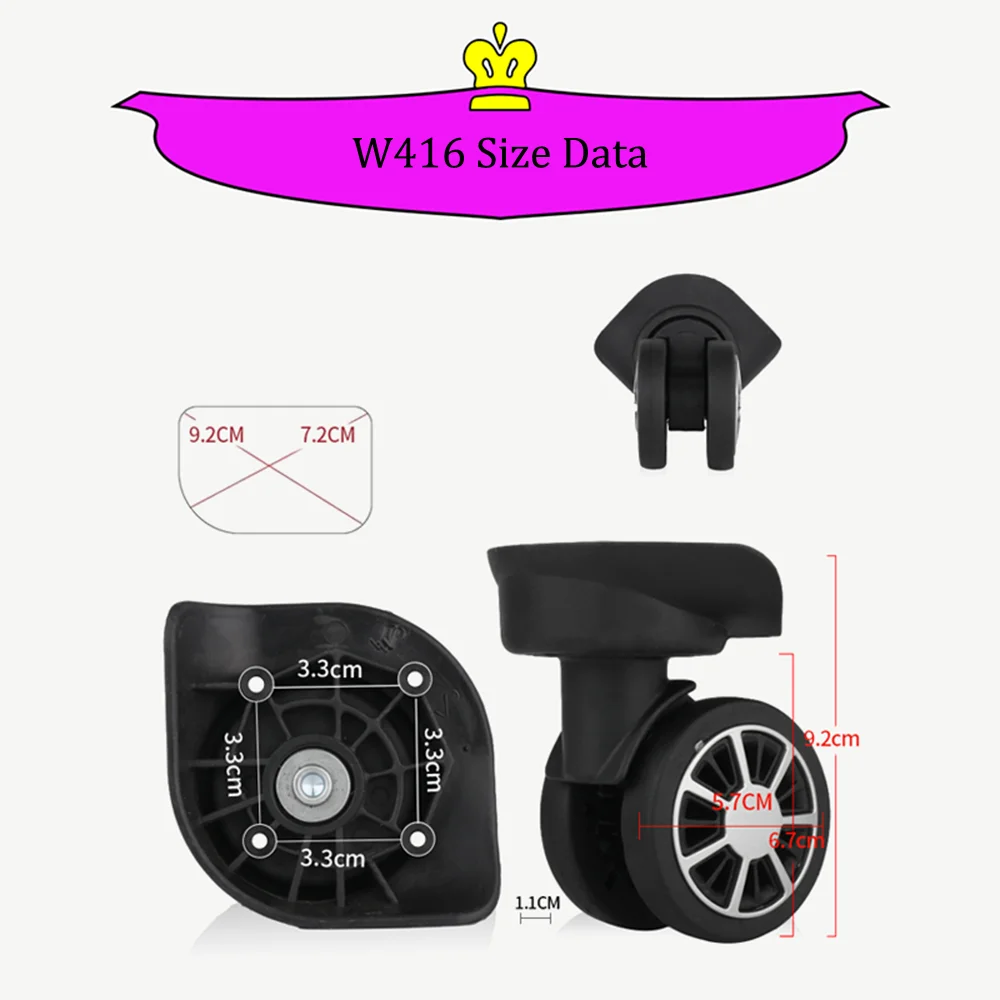 roues de valise universelles résistantes à 360, accessoires de bagages, qualité garantie, sac de voyage, w416