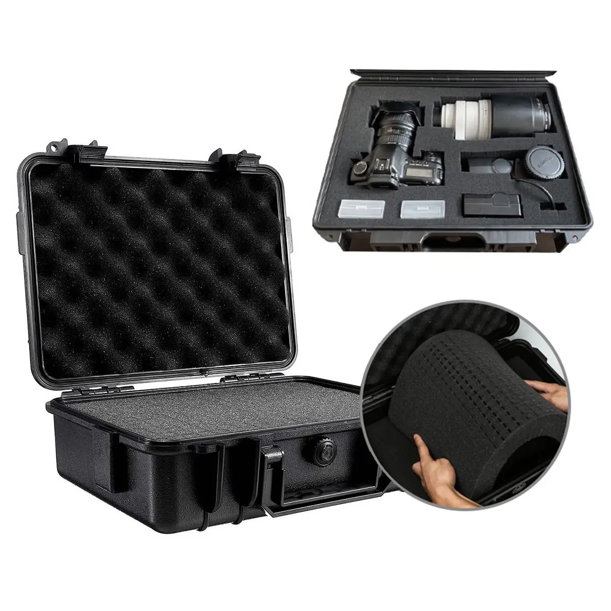 9 tailles étanche étui rigide boîte de rangement boîte à outils organisateur boîte à outils équipement de sécurité étui avec éponge valise trousse à outils