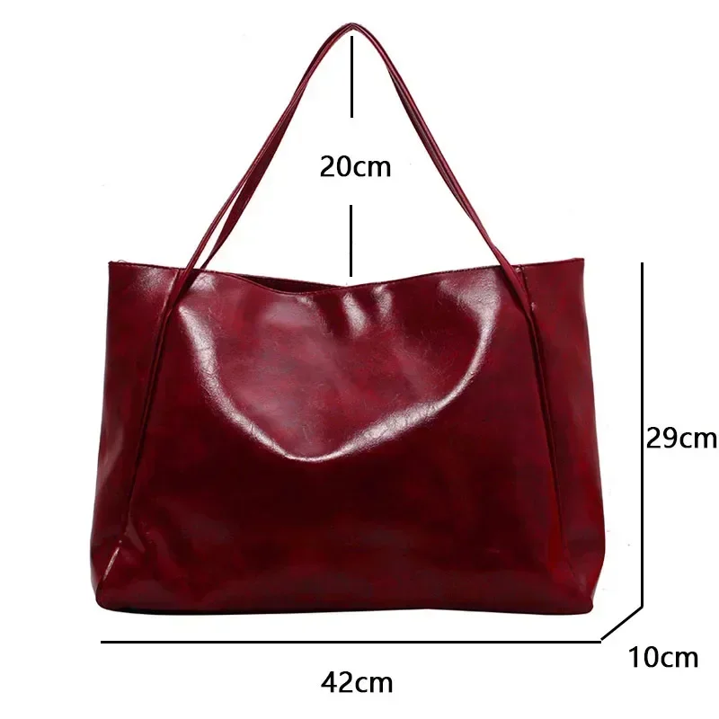 sac fourre tout en cuir pu souple pour femme, sac à bandoulière rétro, sacs de seau portables décontractés, poudres sous les bras, grande capacité, mode initiée