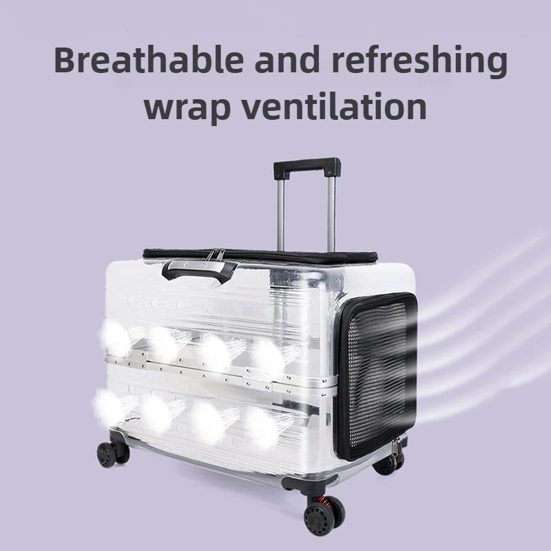 valise d'extérieur pour animaux de compagnie, étui de grande capacité, portable, entièrement transparent, mallette de transport pour chat, fournitures respirantes pour animaux de compagnie